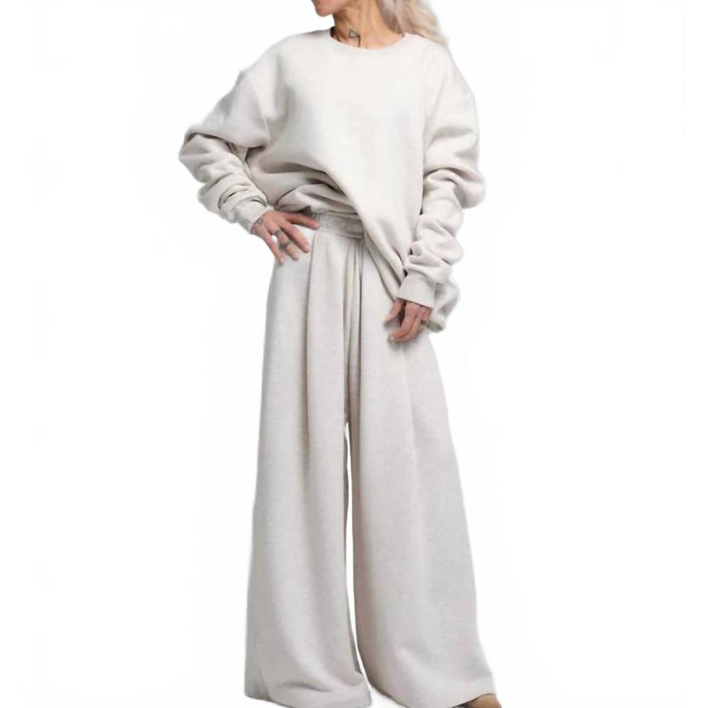 NEW LOCKER ROOM cotton-blend loungewear set in soft ecru